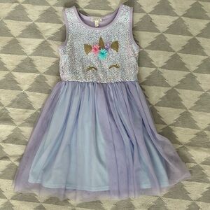 Unicorn-Themed Lavender Kids Formal Dress